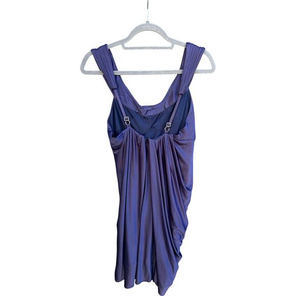 BCBG Maxazria Corella Bluish Purple Ruched Drape Mini Dress - Size 6 - Picture 2 of 5